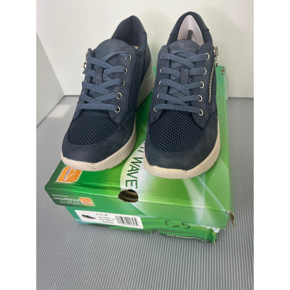 Easy Street Comfort Wave Barrie Navy Mesh Zip Up Sneakers Womens 9.5 W NEW - Picture 4 of 12